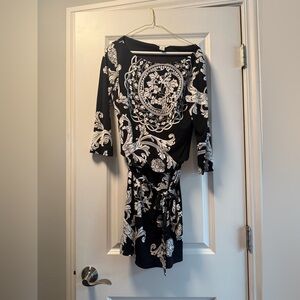 White House Black Market Monochrome Patterned Dress